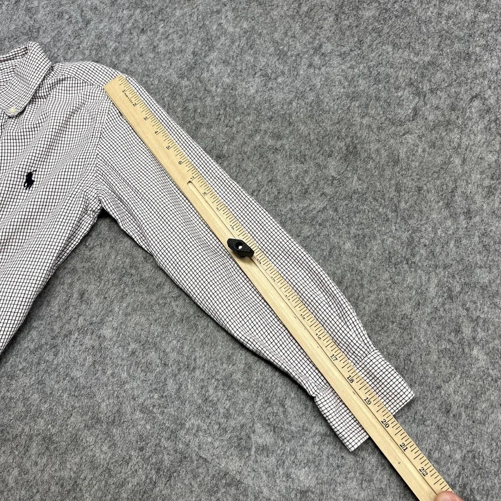 Ralph Lauren Shirt Boys M 10-12 Blue White Check Long Sleeve Button Down Pony